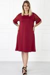 Kimono Kol Bordo Büyük Beden Elbise 31B-1181