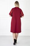 Kimono Kol Bordo Büyük Beden Elbise 31B-1181