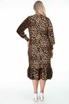 Leopar Desenli Manşetli Büyük Beden Elbise 19C-1259