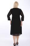 Taşlı Dantelli Siyah Elbise J1-1324