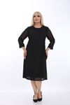 Taşlı Dantelli Siyah Elbise J1-1324