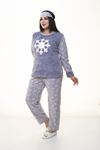 Peluş Gri Pijama Takımı 32C-1385