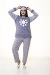 Peluş Gri Pijama Takımı 32C-1385
