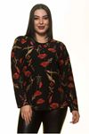 Çiçek Desenli Büyük Beden Bluz 22D-1438