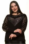 Işıltılı Altın Büyük Beden Bluz 28C-1483