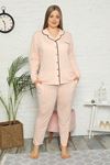 Önden Düğmeli Büyük Beden Pijama Takımı 33F-1544