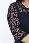 Lacivert Floklu Elbise 2B-1032