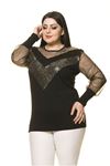 Işıltılı Büyük Beden Bluz 14C-1741