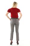 Gri Bordo Ekoseli Kumaş Pantolon L1-1684