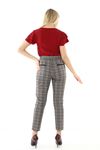 Gri Bordo Ekoseli Kumaş Pantolon L1-1686