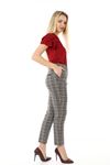 Gri Bordo Ekoseli Kumaş Pantolon L1-1686