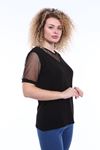 Kısa Kol  Büyük Beden Bluz 1D-1786