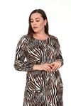 Eteği Fırfırlı Zebra Desen Büyük Beden Elbise 15D-1912