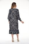 Desenli Eteği Fırfırlı Büyük Beden Elbise 13C-1922