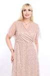 Kruvaze Yaka Büyük Beden Payetli  Abiye Elbise 7C-2326