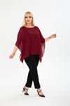 Büyük Beden Bordo Şifon Bluz 29E-2400