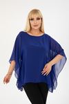Büyük Beden Saks Şifon Bluz 3A-2403