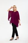 Büyük Beden Mor Şifon Bluz 38E-2405