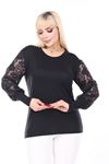 Siyah Esnek Büyük Beden Bluz 28A-2499