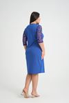 Saks Floklu Büyük Beden Elbise 23D-2534