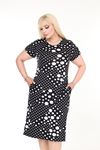 Yazlık Çift Cepli Puantiyeli Esnek Büyük Beden Elbise 5C-2566