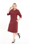 Çift Cepli Desenli Esnek Kışlık Büyük Beden Midi Elbise 29D-2725