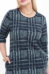 Çift Cepli Desenli Esnek Kışlık Büyük Beden Midi Elbise 37D-2744