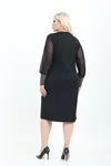 Yaka Kol Parıltılı Büyük Beden Elbise 30A-2820